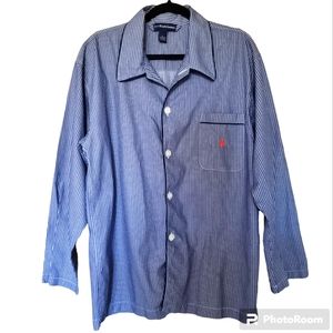 Polo Ralph Lauren Men's blue/white  loungewear pajama button down top size M